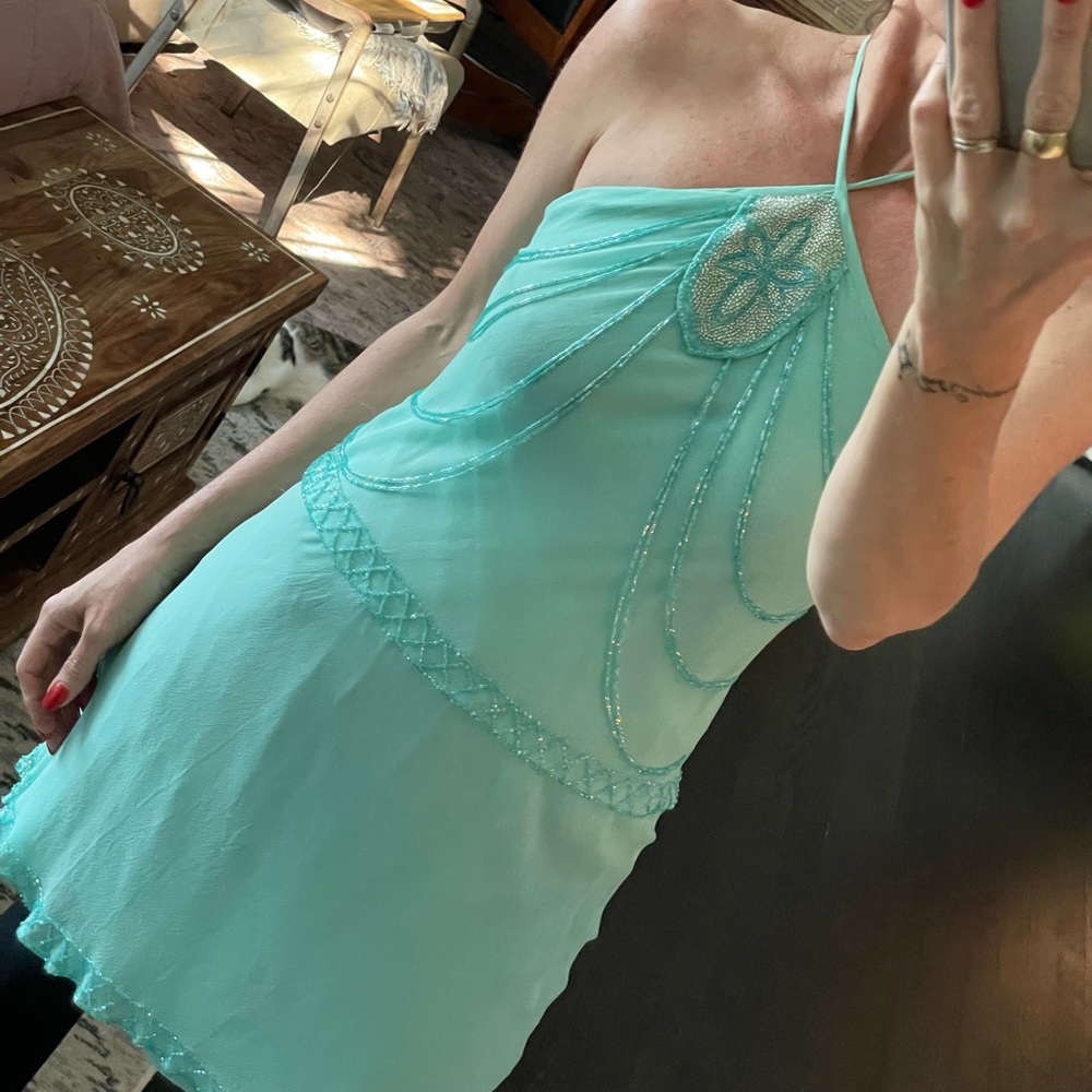 Walter turquoise dress with beading size 2 -  Halloween flapper costume